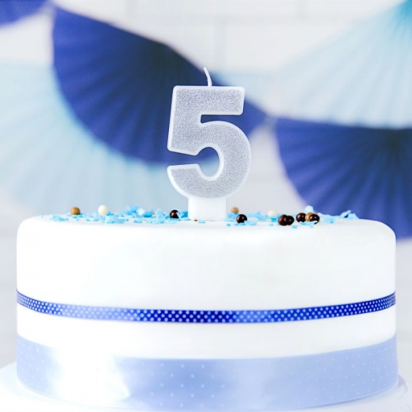 Number Candle - 5 - Silver